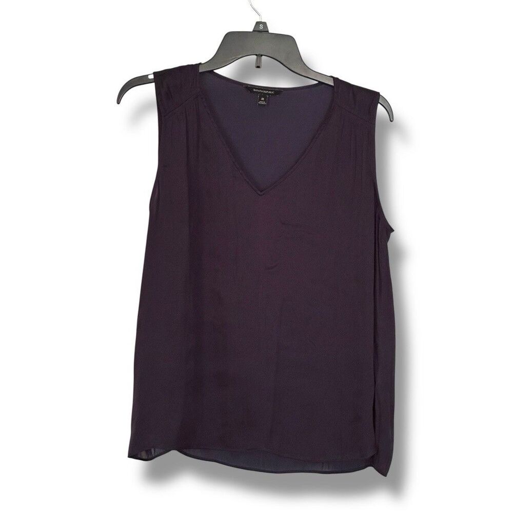 Banana Republic Women’s Lightweight V Neck Sleeveless Blouse Navy Blue Med